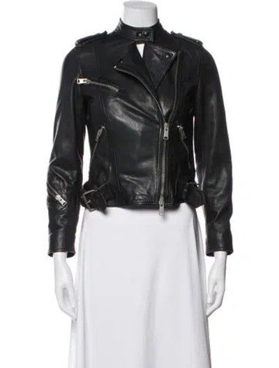 Pre-owned Allsaints Leather Biker Jacket In Black