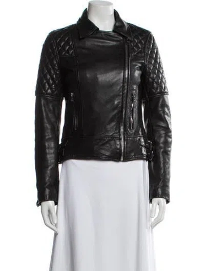 Pre-owned Allsaints Leather Biker Jacket In Black
