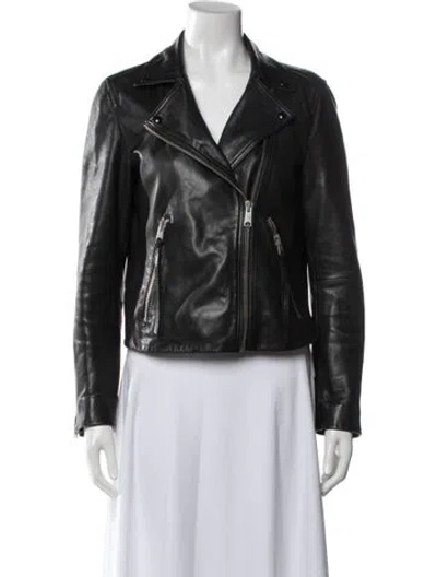 Pre-owned Allsaints Leather Biker Jacket In Black