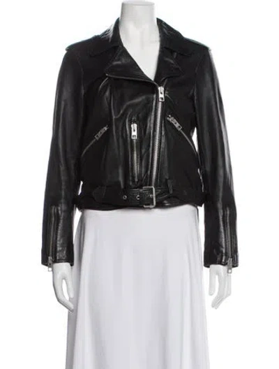 Pre-owned Allsaints Leather Biker Jacket In Black