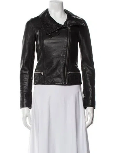 Pre-owned Allsaints Leather Biker Jacket In Black