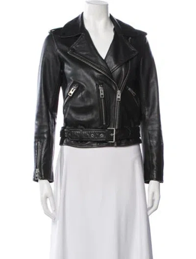 Pre-owned Allsaints Leather Biker Jacket In Black
