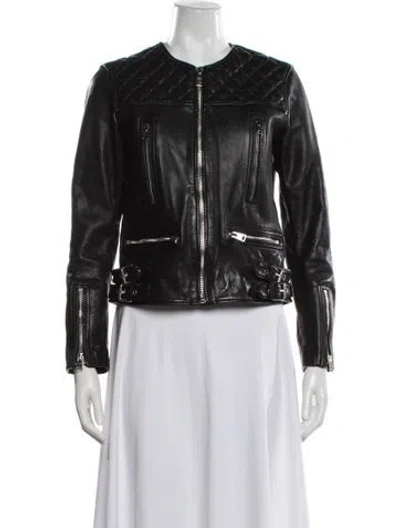 Pre-owned Allsaints Leather Biker Jacket In Black