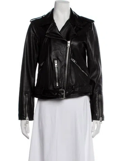 Pre-owned Allsaints Leather Biker Jacket In Black