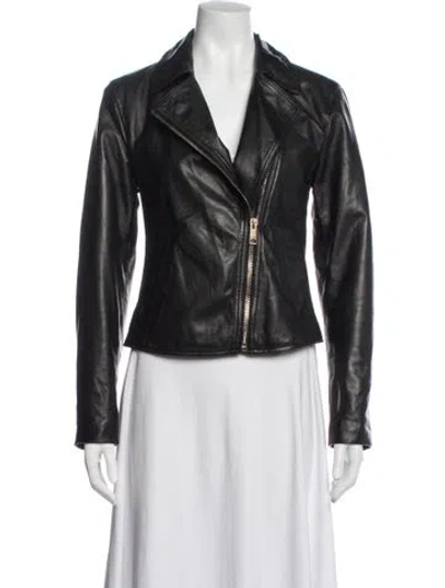 Pre-owned Allsaints Leather Biker Jacket In Black