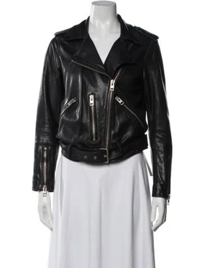 Pre-owned Allsaints Leather Biker Jacket In Black