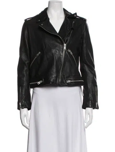 Pre-owned Allsaints Leather Biker Jacket In Black