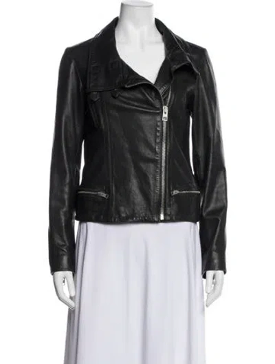Pre-owned Allsaints Leather Biker Jacket In Black