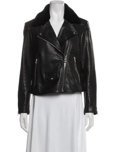 Pre-owned Allsaints Leather Biker Jacket In Black