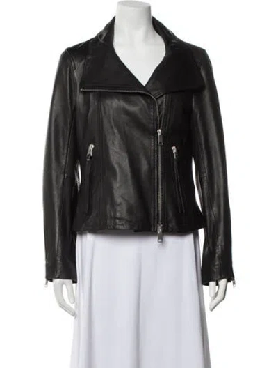 Pre-owned Allsaints Leather Biker Jacket In Black