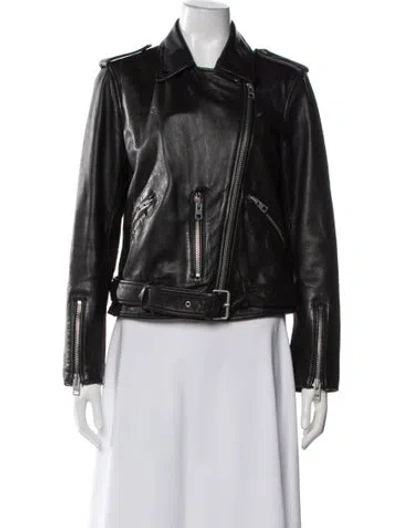Pre-owned Allsaints Leather Biker Jacket In Black