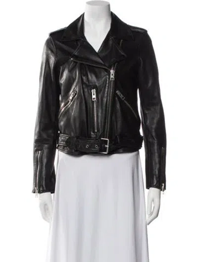 Pre-owned Allsaints Leather Biker Jacket In Black