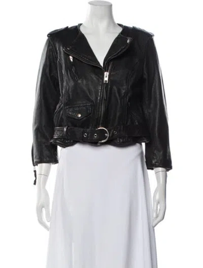 Pre-owned Allsaints Leather Biker Jacket In Black