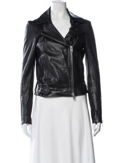 Pre-owned Allsaints Leather Biker Jacket In Black