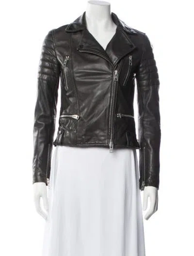 Pre-owned Allsaints Leather Biker Jacket In Black