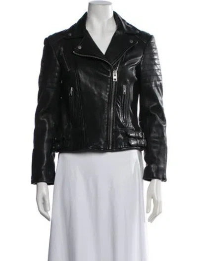 Pre-owned Allsaints Leather Biker Jacket In Black