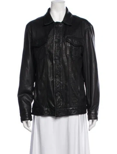 Pre-owned Allsaints Leather Biker Jacket In Black