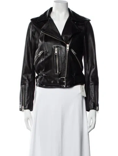 Pre-owned Allsaints Leather Biker Jacket In Black