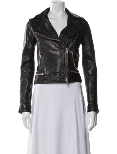 Pre-owned Allsaints Leather Biker Jacket In Black