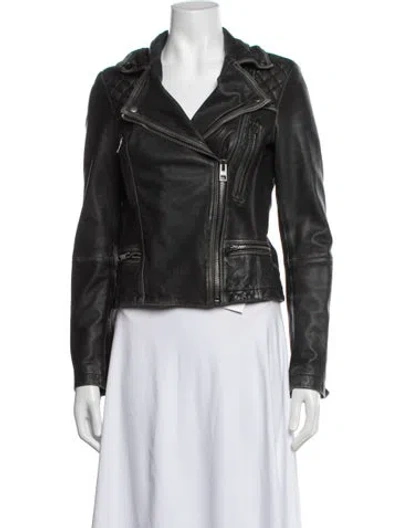Pre-owned Allsaints Leather Biker Jacket In Black