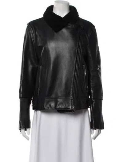 Pre-owned Allsaints Leather Biker Jacket In Black