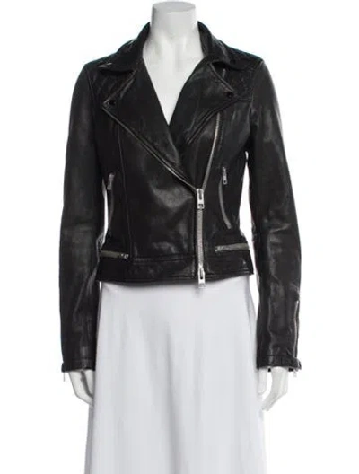 Pre-owned Allsaints Leather Biker Jacket In Black