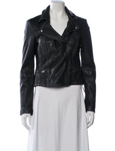 Pre-owned Allsaints Leather Biker Jacket In Black