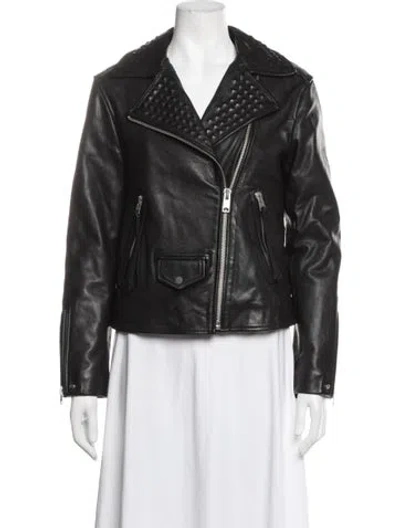 Pre-owned Allsaints Leather Biker Jacket In Black