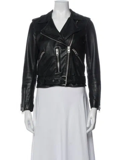 Pre-owned Allsaints Leather Biker Jacket In Black