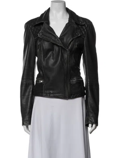 Pre-owned Allsaints Leather Biker Jacket In Black