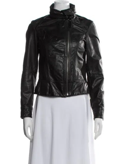 Pre-owned Allsaints Leather Biker Jacket In Black