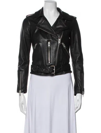 Pre-owned Allsaints Leather Biker Jacket In Black