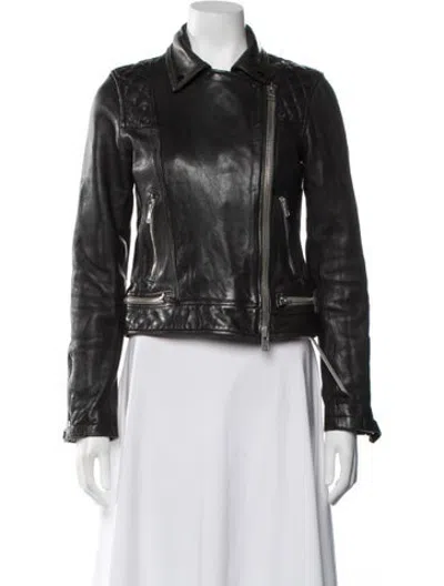 Pre-owned Allsaints Leather Biker Jacket In Black