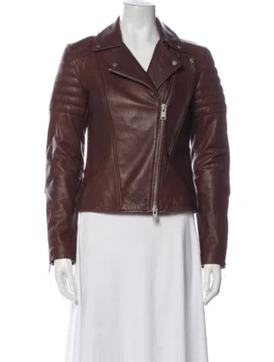 Pre-owned Allsaints Leather Biker Jacket In Brown