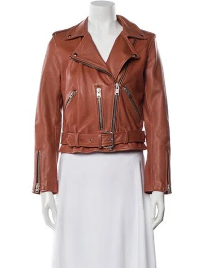 Pre-owned Allsaints Leather Biker Jacket In Brown
