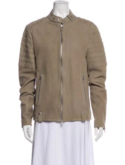 Pre-owned Allsaints Leather Biker Jacket In Brown