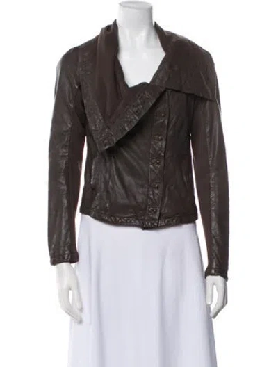 Pre-owned Allsaints Leather Biker Jacket In Brown