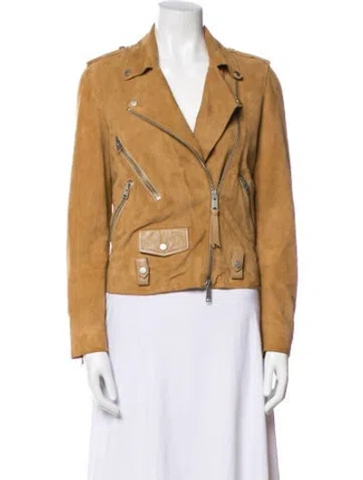 Pre-owned Allsaints Leather Biker Jacket In Brown