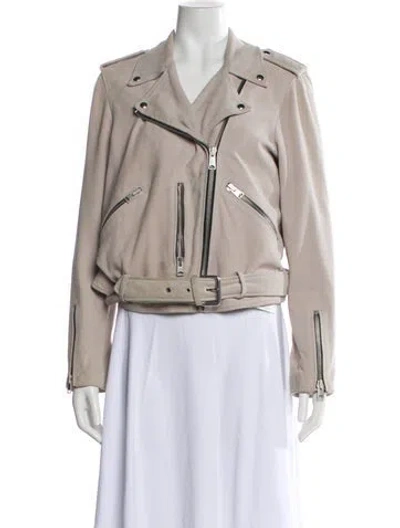 Pre-owned Allsaints Leather Biker Jacket In Brown