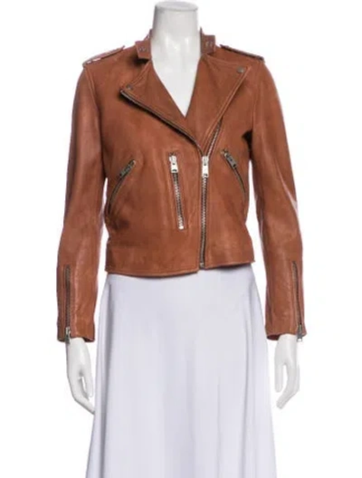 Pre-owned Allsaints Leather Biker Jacket In Brown