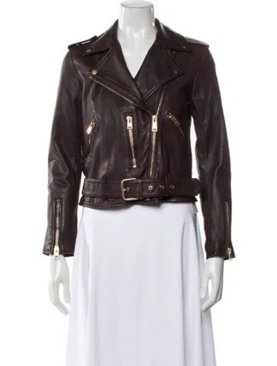 Pre-owned Allsaints Leather Biker Jacket In Brown