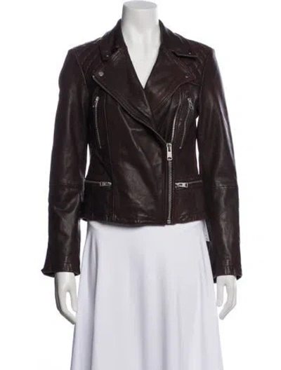 Pre-owned Allsaints Leather Biker Jacket In Brown