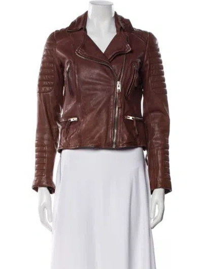 Pre-owned Allsaints Leather Biker Jacket In Brown
