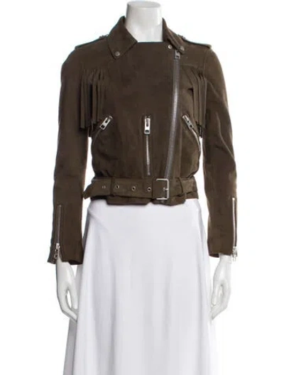 Pre-owned Allsaints Leather Biker Jacket In Brown