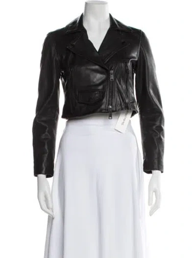 Pre-owned Allsaints Leather Biker Jacket In Brown