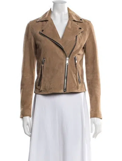 Pre-owned Allsaints Leather Biker Jacket In Brown