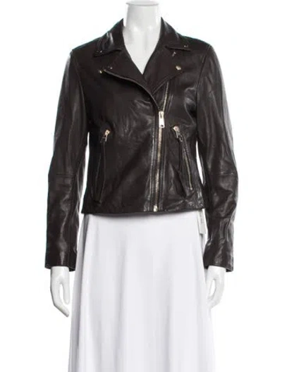Pre-owned Allsaints Leather Biker Jacket In Brown
