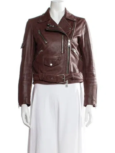 Pre-owned Allsaints Leather Biker Jacket In Brown