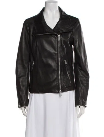 Pre-owned Allsaints Leather Biker Jacket In Brown