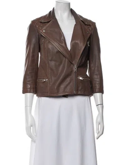 Pre-owned Allsaints Leather Biker Jacket In Brown